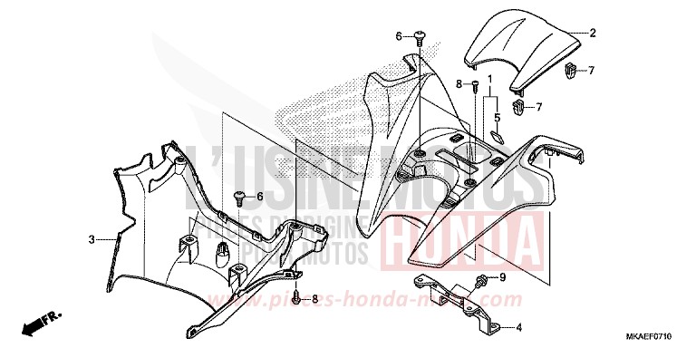 REVETEMENT DE GUIDON de Integra 750 MAT BULLET SILVER (NH389) 2016